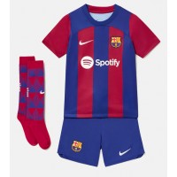 Fotbalové Dres Barcelona Pedri Gonzalez #8 Dětské Domácí 2023-24 Krátký Rukáv (+ trenýrky)